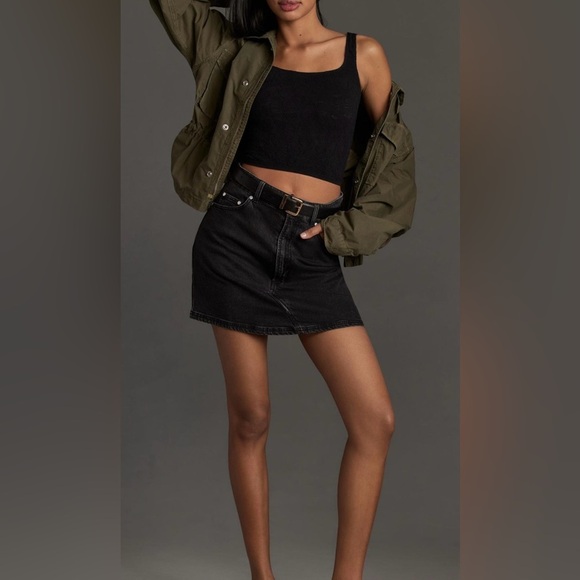 Anthropologie Hannah Textured Seamless Cropped Tank Black S/M - Picture 1 of 6
